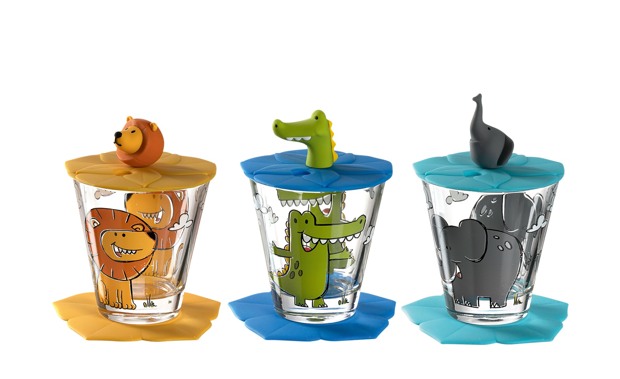 LEONARDO Kinder Trink – Set 9-tlg. Löwe / Krokodil / Elefant  Bambini