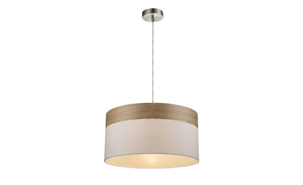 Pendelleuchte, 1-flammig, beige/Holzoptik