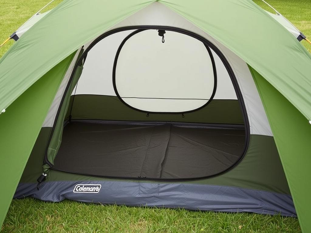 Coleman Coastline 3 Plus Zelt für 3 Personen aufgebaut auf einer Wiese Coleman Coastline 3 Plus Zelt für 3 Personen aufgebaut auf einer Wiese
